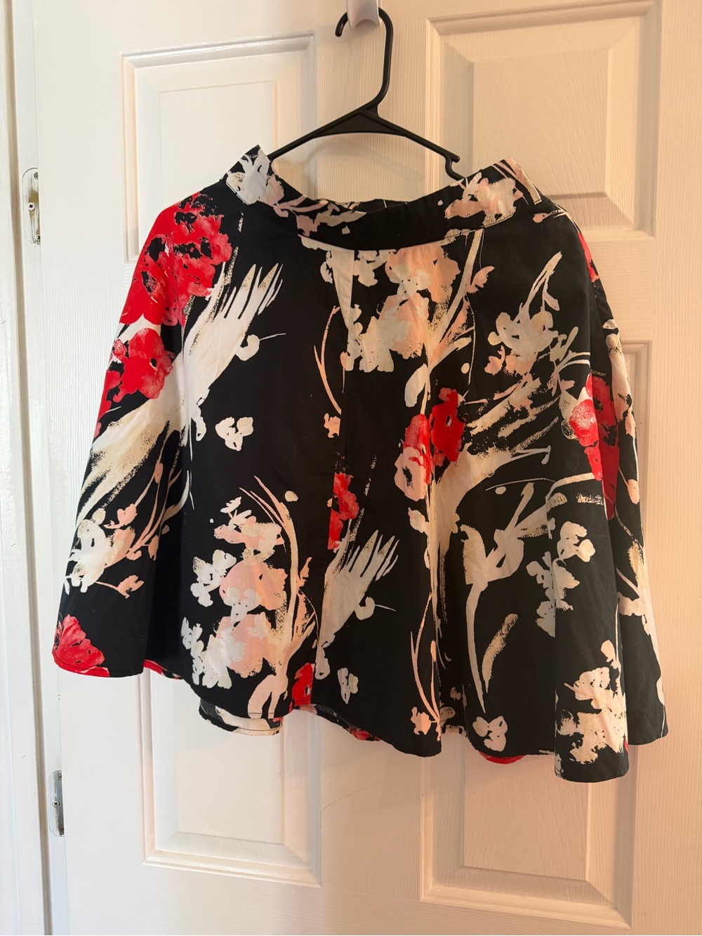 Abercrombie & Fitch Floral Swing Skirt - Black, Red & White